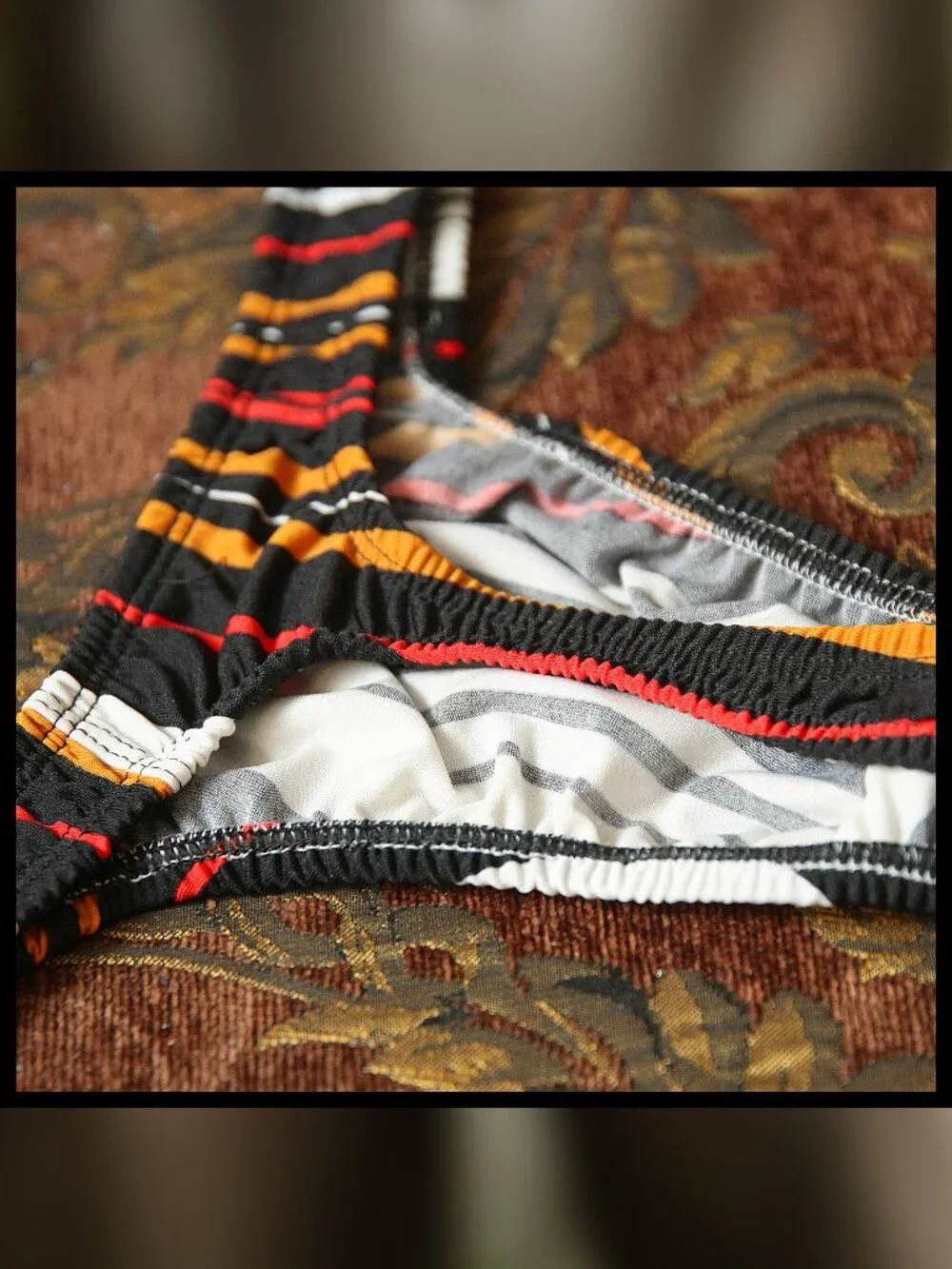Mens Striped Print 1 1/4 Sides Thong Handmade
